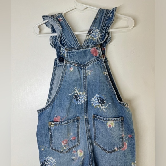 Baby Gap Denim Floral Bouquet Blue Jean Overalls Size 18-24 Months - Picture 8 of 12